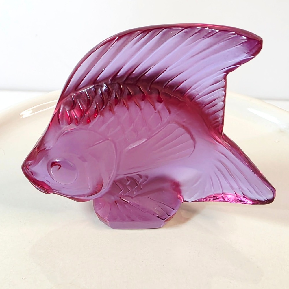 Lalique France Purple Frosted Fish Collectible Figurine 2"